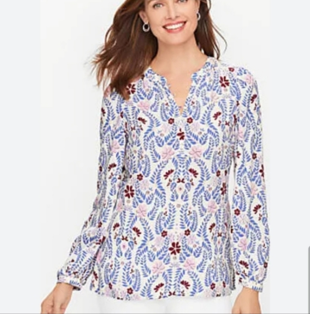NWOT Talbots Floral Tunic Popover Top Size 3X
